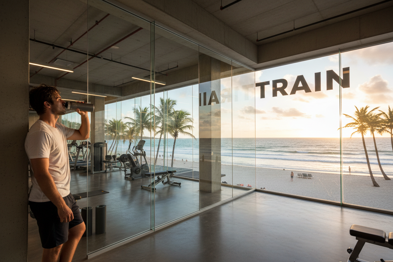 Gimnasio con texto TRAIN